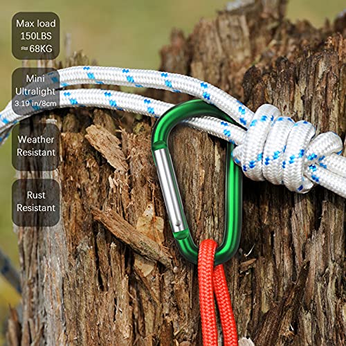 sprookber 3" Aluminum Carabiner D Ring, Caribeener Clips, Spring Snap Hook for Keychain Clip, Set of 10 - color: Green