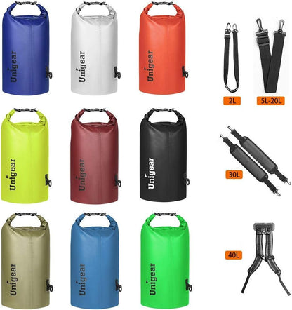 Unigear Dry Bag Waterproof, 2L/5L/10L/20L/30L/40L Floating and Lightweight Bags for Kayaking, Boating, Fishing, Swimming and Camping with Waterproof Phone Case - color: Gray, size: 10L