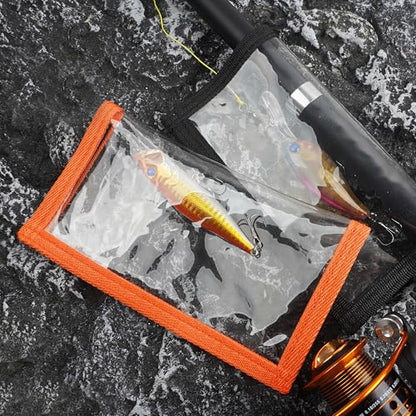 OROOTL Fishing Lure Wraps, 5/12 Packs Clear Fishing Hook Covers to Keep Fishing Safe, Easily See PVC Lure Covers Fishing Hook Protector for Fishing Rod Saltwater Freshwater - style: Orange-m(3.8"x7")-5pcs