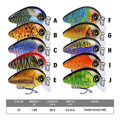 Mini Crankbait Fishing Lures Kits Swimbait Wobbler Hard Baits for Bass Trout Pike Freshwater and Saltwater 10pc-20pc/pack - color: 20pcs-mixed izes