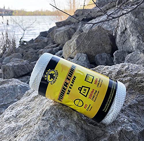 TEAM CATFISH Power Twine with 100% Nylon & 300 ft Heavy-Duty Line - White | 300 ft #10 nylon twine, 72 lb strength, low stretch, weather resistant, ideal for trot lines, set lines, and outdoor use - style: #25 x 350ft White