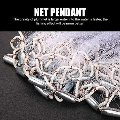 Yeahmart American Saltwater Fishing Cast Net for Bait Trap Fish 3ft/4ft/5ft/6ft/7ft/8ft/9ft/10ft Radius Casting Nets with Heavy Duty Real Zinc Sinker Weights, 3/8inch Mesh Size - style: 6ft Radius