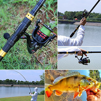 Sougayilang Fishing Rod Reel Combo with Telescopic Fishing Pole Spinning Reel Carrier Bag for Travel Saltwater Freshwater Fishing - size: 6.89 ft, style: B-full Kits With Carrier Case-style 2