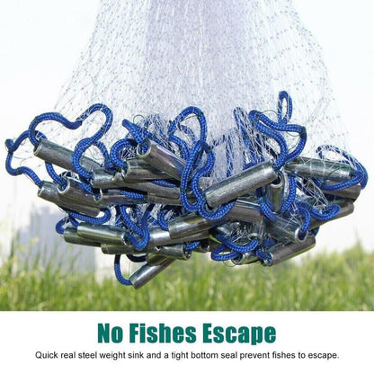 Fishing Net - Nylon Cast Nets for Fishing with Zinc Sinkers, Heavy Duty Casting Net for Saltwater & Freshwater for Bait, Strong Mesh Easy Throw Fish Net for Fishing - size: 3.6M NET DIAMETER/6FT NET HEIGHT
