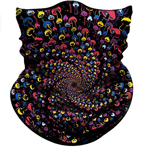 Obacle Seamless Face Mask Rave Bandana Men Women for Dust Sun Wind Protection - color: Mushroom Colorful