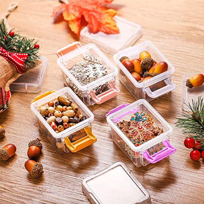 Nicunom 24 Pack Mini Plastic Storage Containers Box, 3.1" x 2.6" x 2" Stackable Bead Organizers with Lid, Clear Plastic Small Storage Box for Small Craft Items, Jewelry, Beads