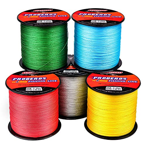 Braided Fishing Line 4 Strands Stronger Multifilament PE Braid Wire for Saltwater 6LB-100LB 110yards 328yards 547yards Super Strong Superline - color: Yellow, size: 547Yds/6LB