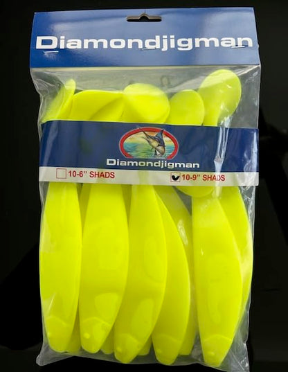 Diamond Jig Man Paddle Tail Shads (White) - Pack 10