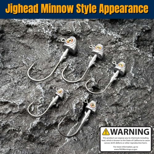 3D Eyes Bass Jig Heads for Fishing, 15Pcs Finesse Swimbait Jig Head with Cone Bait Keeper Lifelike Minnow Style Jigheads Saltwater&Freshwater 1/8 3/16 1/4 3/8 1/2oz - size: Size Assorted, 15Pcs
