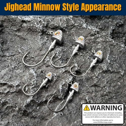 3D Eyes Bass Jig Heads for Fishing, 15Pcs Finesse Swimbait Jig Head with Cone Bait Keeper Lifelike Minnow Style Jigheads Saltwater&Freshwater 1/8 3/16 1/4 3/8 1/2oz - size: Size Assorted, 15Pcs
