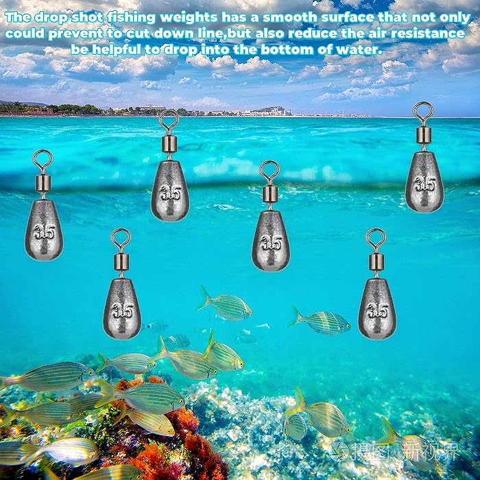50Pcs Waterdrop Fishing Weights Sinkers Casting Fishing Weights Drop Shot Sinkers Catfishing Sinkers Lead Weights Sinkers with Barrel Swivels for Saltwater Freshwater Fishing-3/16oz(5g) - size: 1/8oz - 50 Pack