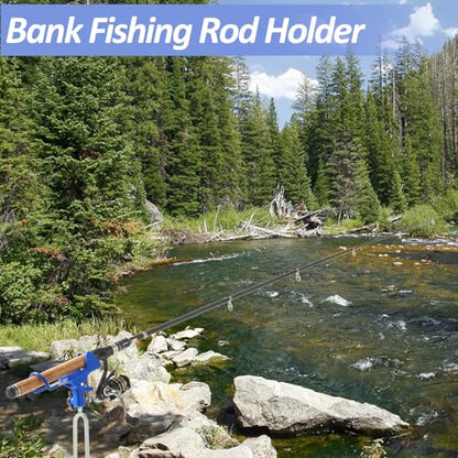Tripquips Fishing Rod Holders - Upgraded 360 Degree Adjustable Fishing Pole Stand Equipment for Bank, Beach, Gift for Men Equipment(Blue)