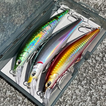 3pcs Sinking Bass Fishing Lures Saltwater Long Casting Laser Minnow Fishing Baits Hard Lure Fishing Kits Accessories (AH - color: AH1445A-5.5'' 1.6oz