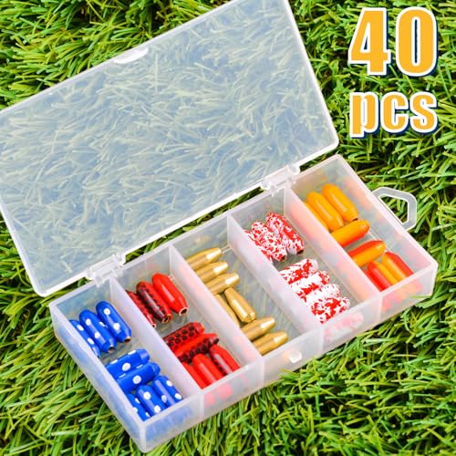Fishing Spinner Lure Bodies, 40pcs Fishing Sinker Weights Brass Painted Spinner Lure Body Spinnerbait Making Supplies Parts Bullet Slip Sinker DIY Inline Spinnerbait Making Kit