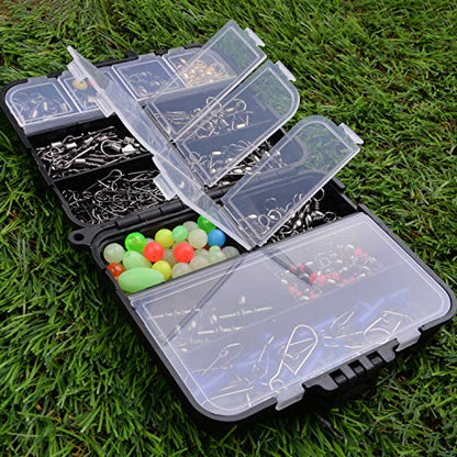 SILANON Fishing Swivels Tackle Kit, 174pcs Include Barrel Swivels,Sinker Slides,3 Way Swivels,Duo Lock Snaps,Barrel Snap Swivels Fishing Tackle Box Set for Bass Trout Saltwater Freshwater - style: 174pcs Kit