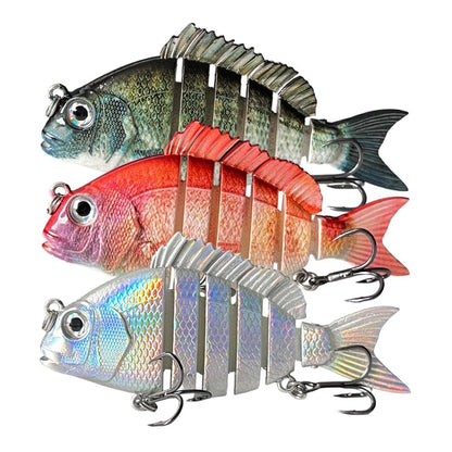 3pcs Multi-Jointed Panfish Bluegill Swimbait Hard Sinking Bass Fishing Lure with Sharp Treble Hooks, Lifelike Fishing Lures for Bass Trout Walleye Crappie, Amazing Swimbaits Gift - color: 03 3pcs -3.15inches