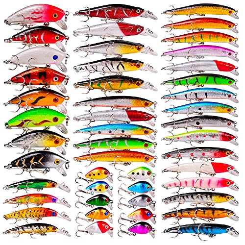 Bass Fishing Lures Kit Set Topwater Hard Baits Minnow Crankbait Pencil VIB Swimbait for Bass Pike Fit Saltwater and Freshwater - color: 480-48pcs