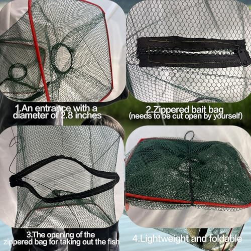 2 Pack Minnow Trap,Small Fishing Bait Trap,Small Fish Trap Crawfish Trap Fish Traps for Small Fish Foldable Fishing Net