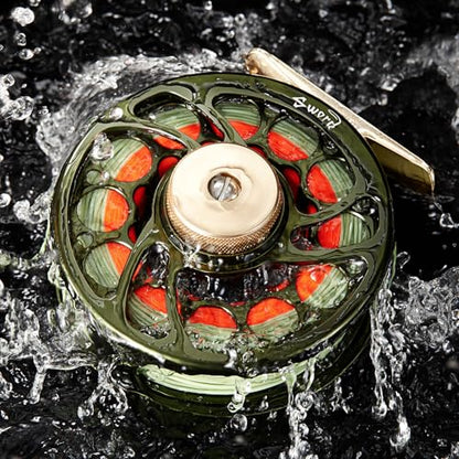 Piscifun Sword Fly Fishing Reel, CNC-Machined Aluminum Alloy Fly Reel - size: 5/6wt, style: Olive Green-with Line
