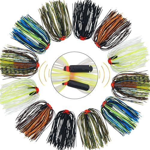 Silicone Spinnerbait Skirts Replacement Jig Skirts Kit with Tube Rattles, 12/18/24 Bundles DIY Fishing Lures Buzzbait Spoon Blade Squid Jig Fly Tying Material - size: 6pcs
