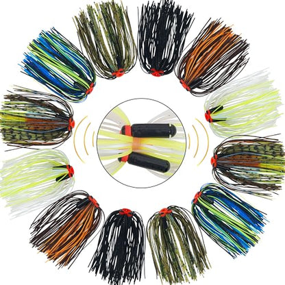 Silicone Spinnerbait Skirts Replacement Jig Skirts Kit with Tube Rattles, 12/18/24 Bundles DIY Fishing Lures Buzzbait Spoon Blade Squid Jig Fly Tying Material - size: 6pcs