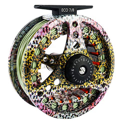 M MAXIMUMCATCH Maxcatch ECO Large Arbor Fly Fishing Reel (3/4wt 5/6wt 7/8wt) and Pre-Loaded Fly Reel with Line Combo - color: Rainbow Trout (With Line Pre-loaded), size: 3/4 weight