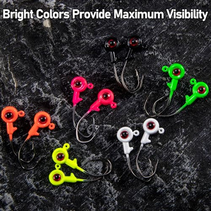 Dr.Fish 30 Pack Crappie Jig Kit 6 Colors Freshwater Fishing Jig Head Crappie Bass Trout Panfish Bluegill Hook Lure Sickle Hook 1/8oz 1/16oz 1/32oz - size: 1/32oz-30 Pack