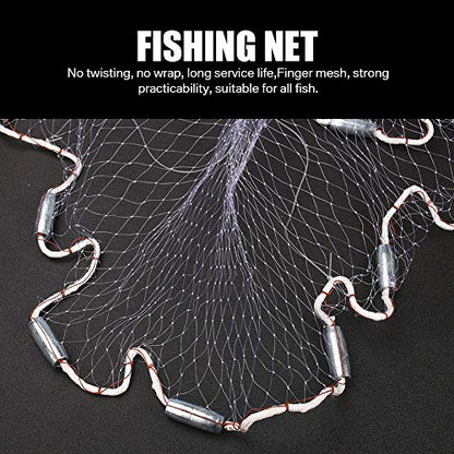 Yeahmart American Saltwater Fishing Cast Net for Bait Trap Fish 3ft/4ft/5ft/6ft/7ft/8ft/9ft/10ft Radius Casting Nets with Heavy Duty Real Zinc Sinker Weights, 3/8inch Mesh Size - style: 4ft Radius