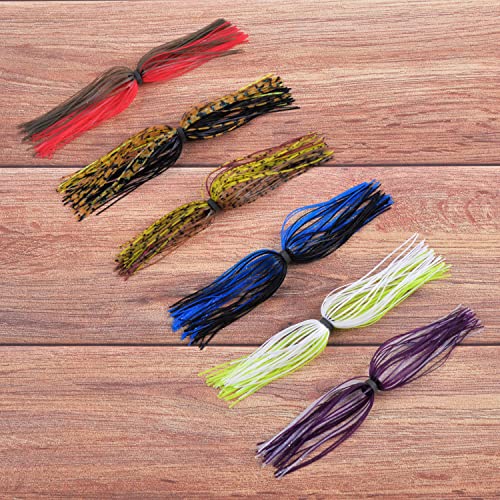 Silicone Jig Skirts Fishing Lures 50 Strands Bass Fishing Jigs Spinnerbait Skirts Replacement Kit Squid Jig Spinner Bait DIY Fishing Lures 12/24 Bundles - size: Type A-12 bundles