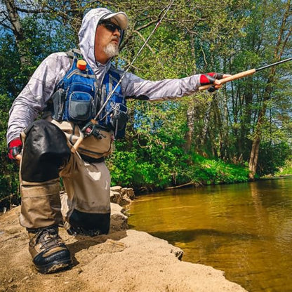Raprance Fly Fishing Vest Backpack - Adjustable Lightweight and Quick-Dry, with 17 Pocketsfor Trout Bass Saltwate - color: Blue