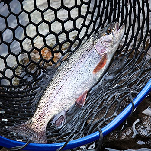 UFISH Trout Fishing Net for Freshwater and Saltwater Fishing, Fish Landing Net with Rubber Mesh for Fly Fishing, Kayak, Bass, Steelhead, Trout Fishing, Fish Net with Non-Slip Handle for Fishing