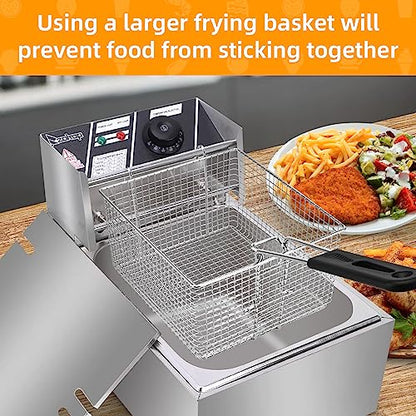 Electric Fryer Basket for Frying Serving Food, with Rubber Handle Grip, 7.2" x 8.3" x 4.3" Heavy Duty Construction Suitable for fry chicken, fish, french fries, (2 Pcs) - style: 2 pcs