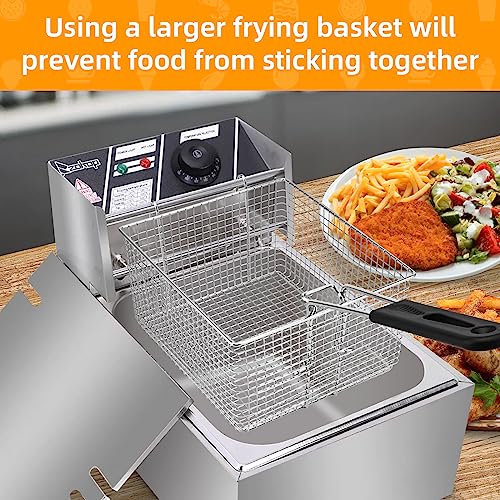 Electric Fryer Basket for Frying Serving Food, with Rubber Handle Grip, 7.2" x 8.3" x 4.3" Heavy Duty Construction Suitable for fry chicken, fish, french fries - style: 1 pcs