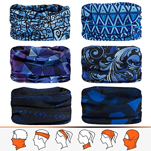 JOEYOUNG Headwear, Bandana, Neck Gaiter Head Wrap Headband Balaclava Magic Scarf - color: A- Blue