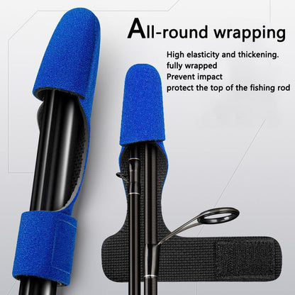 4 Sets Fishing Rod Tip Cover Sleeves with Pole Strap Sleeves Protector Case Fastening Strap Fastener Covers Rod Covers Sleeve Tip Protectors for Fishing