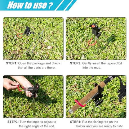 ReeMoo 2Pack Fishing Rod Holders - Bank & Ground Fishing Pole Holders, 360 Adjustable Universal Stand, Relax Your Hands