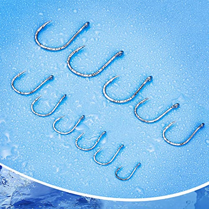 UCEC Octopus Hooks Saltwater Freshwater, Small Fishing Hooks 1000/400/150PCS Barbed Catfish Bend Eye Circle Hook, for Dad Fish Hook Kit Size1/0#1#2#3#4#5#6#7#8#9#10#11#12 - color: 400 Pack Sliver
