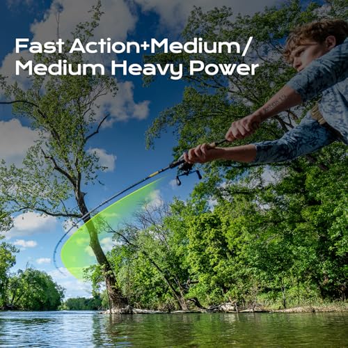 HANDING M1 Travel Fishing Rod 5/6-Piece Travel Spinning & Casting Rod | Travel Bass Fishing Rod Medium/Medium Heavy Power for Largemouth Smallmouth Spotted Bass Walleye Perch and Other Freshwater - size: 6'6''- Medium Heavy - Fast - 5pcs, style: Spinning