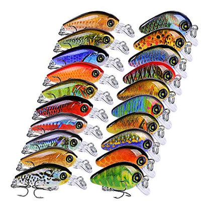 Mini Crankbait Fishing Lures Kits Swimbait Wobbler Hard Baits for Bass Trout Pike Freshwater and Saltwater 10pc-20pc/pack - color: 20pcs-mixed izes