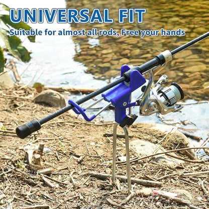 2PCS Fishing Rod Holders, Fishing Pole Holders for Ground 360 Adjustable Stable, Durable, Universal Fit All Fishing Rods, Portable, Suitable for Shore Beach Bank Fishes Ground for Men