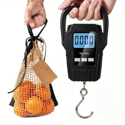 Digital Fish Scale Hanging Scale Fishing Scale, 110lb/50kg Luggage Scale,Fish Weighing Scale, Upgrade Large Handle & Backlit LCD Display, Black,Fishing Gifts for Men, Battery not Included