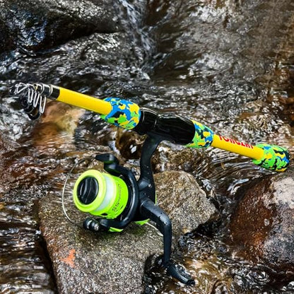 Kids Fishing Rod and Reel Combo,Light Weight Fishing Pole with Spinning Fishing Reel Tackle Bag Lures for Youth,Girls and Boys Good Starter Fishing Kit - color: Yellow