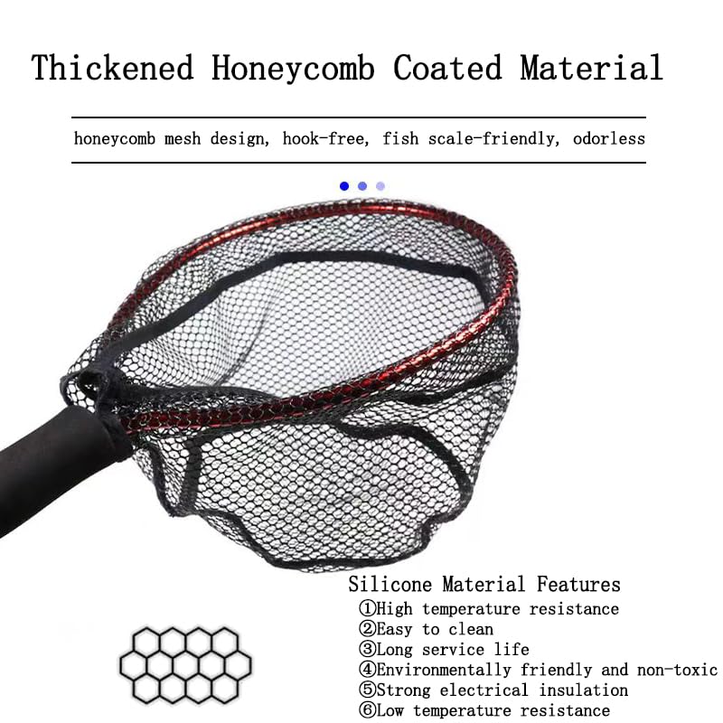 Aluminum Alloy Mini Fly Fishing Net - Soft Rubber Mesh Kayak & Trout Landing Net - Catch and Release - color: Black