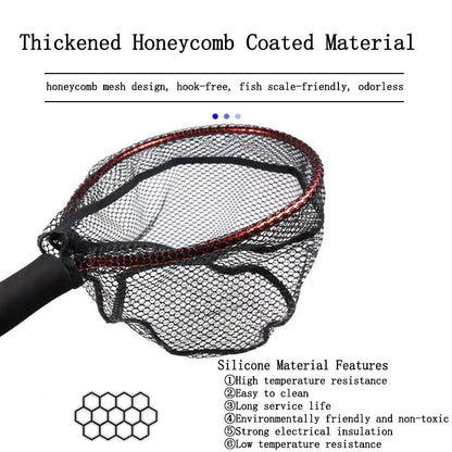 Aluminum Alloy Mini Fly Fishing Net - Soft Rubber Mesh Kayak & Trout Landing Net - Catch and Release - color: Black