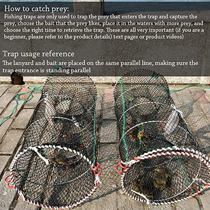 Drasry Crab Trap Bait Lobster Crawfish Shrimp Portable Folded Cast Net Magic Collapsible Fishing Traps Nets Accessories for Blue Crabs - color: Black, style: 2pcs 37.4 * 19.6in (0.66 Mesh)