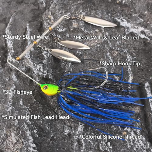 Spinner Baits for Bass Fishing | Hard Metal Jig SpinnerBaits, Fishing Jigs buzzbait for Bass Salmon Pike Trout Snakehead, 5 Pack, multicolor