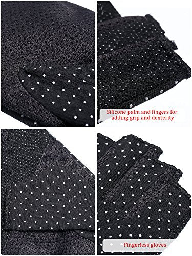 Maxdot Sun Gloves for Women UV Protection Fingerless Non Slip Sunscreen Driving Gloves for Summer Outdoor - style: Black