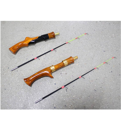 Pack of 1 62cm Portable Ice Fishing Pole - Wooden Handle Short Section Rod, Winter Outdoor Fishing Gear Fishing Rod - style: Casting Rod 1pcs