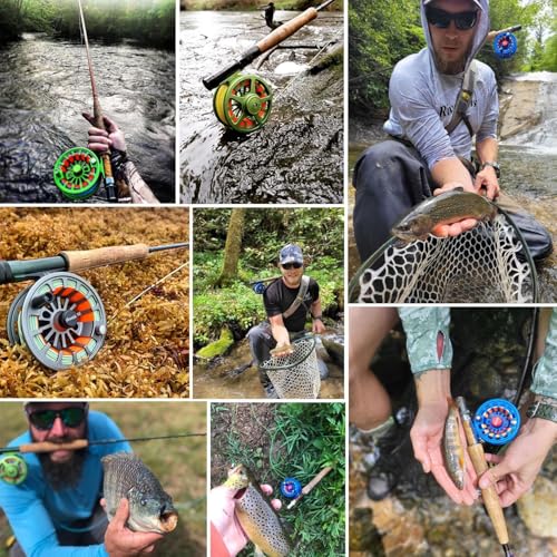 Aventik FLK Fly Fishing Reel Aluminum Trout 3/5, 5/7, 7/9wt Large Arbor Freshwater Fly Reel - size: 3/5wt, style: Green-with Line