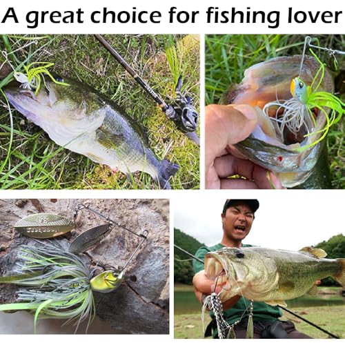 Spinnerbaits Fishing Lures, Bass Fishing Lures Weighted Spinner Baits Buzzbait, Hard Metal Lure Topwater Swimbait Jig for Trout Salmon Pike Bass Saltwater Freshwater Saltwater - color: B